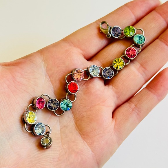 Rainbow colorful tennis rhinestone Bracelet High Intencity Charm it! Pastels 7" - Picture 5 of 7